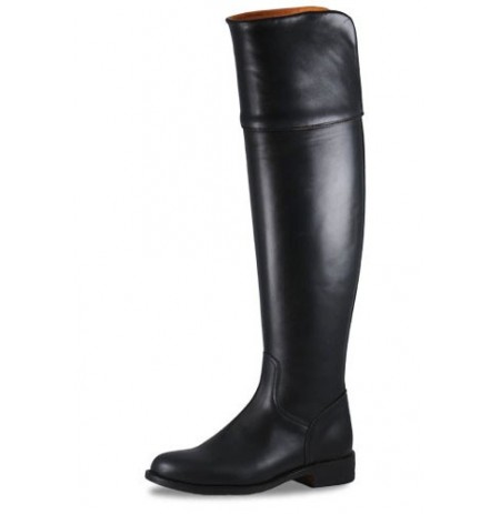 Black over the knee leather horse riding boots High black shiny leather ...