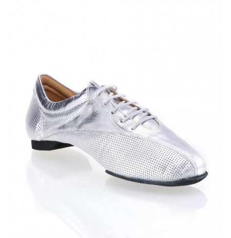 Silver leather salsa sneakers for men Mens shiny silver ballroom sneakers