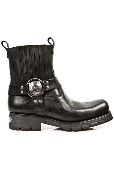 Rock leather biker ankle boots