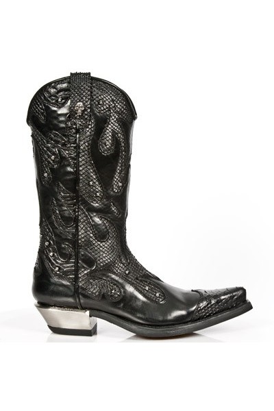 black leather cowboy boots
