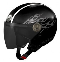 Silver flames bike helmet