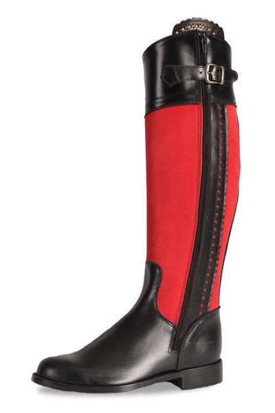 Two-tone black and red ladies boots Red black boots for horse