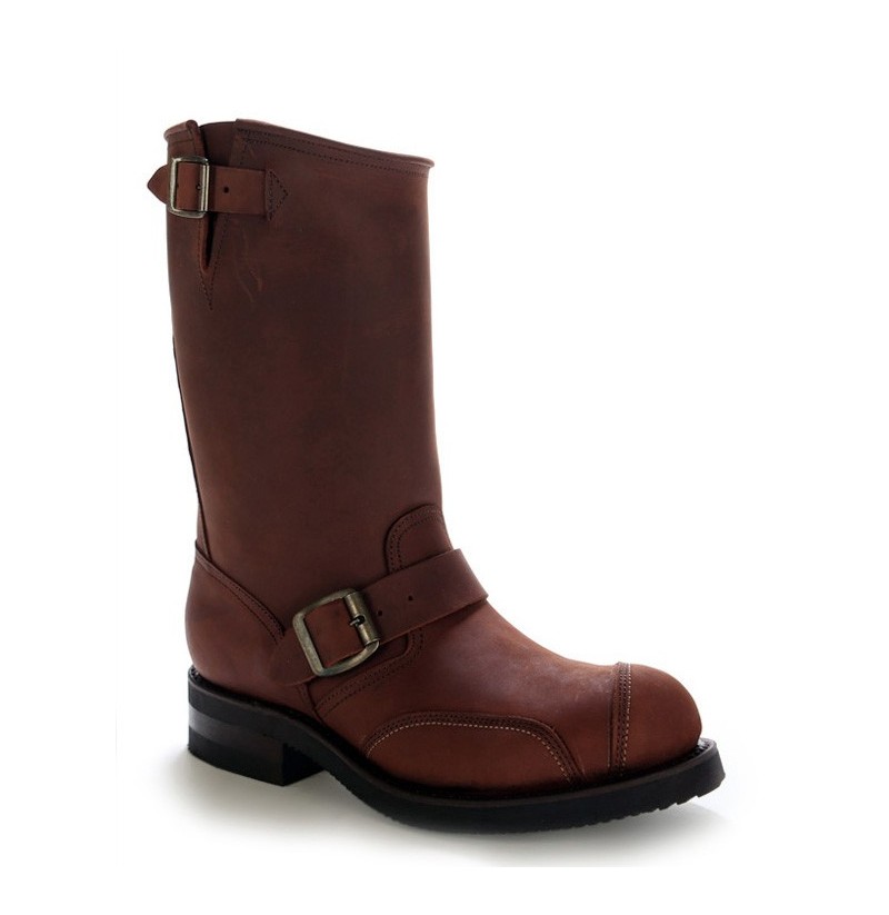 COMFORTABLE MOTORBIKE BOOTS Original biker boots with brown oiled leather