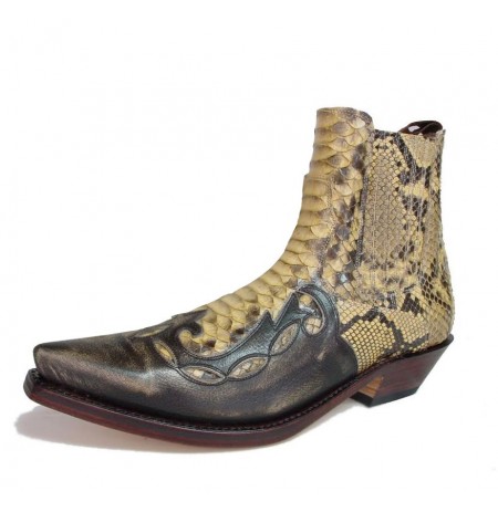 VINTAGE MEXICAN SNAKESKIN ANKLE BOOTS Camel and brown snakeskin leather ...