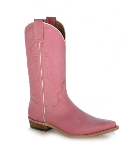 Pink coloured leather cowboy boots UNIQUE HIGH QUALITY PINK WESTERN BOOTS