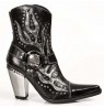 Leather heeled rock cowboy ankle boots