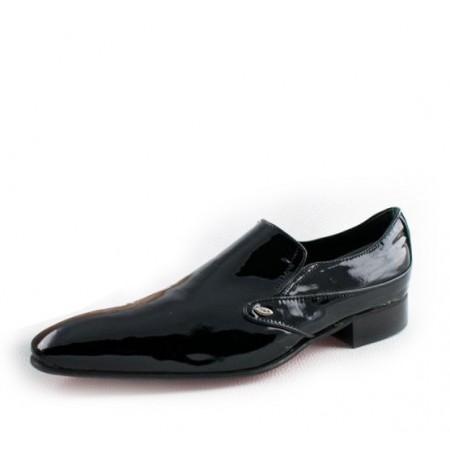 VARNISHED BLACK LEATHER WEDDING LOAFERS Shiny black leather smart shoes ...