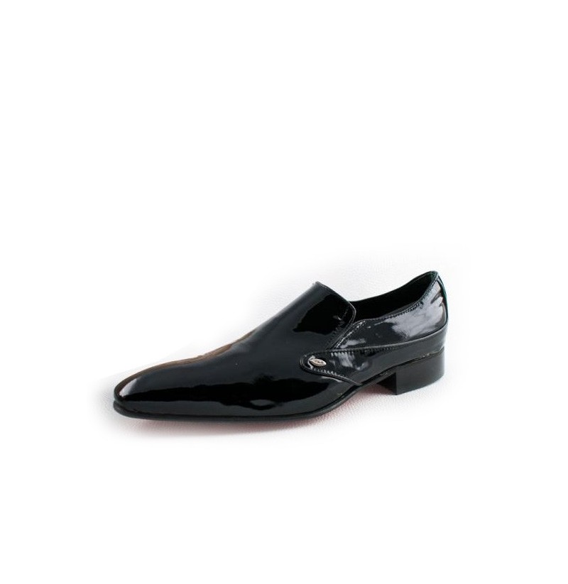 black white patent leather shoes
