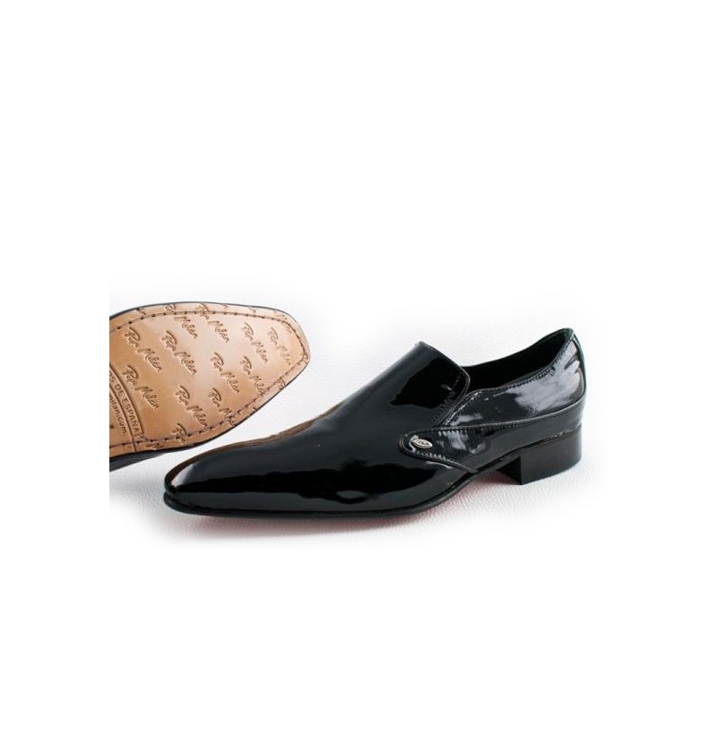 VARNISHED BLACK LEATHER WEDDING LOAFERS Shiny black leather smart shoes ...