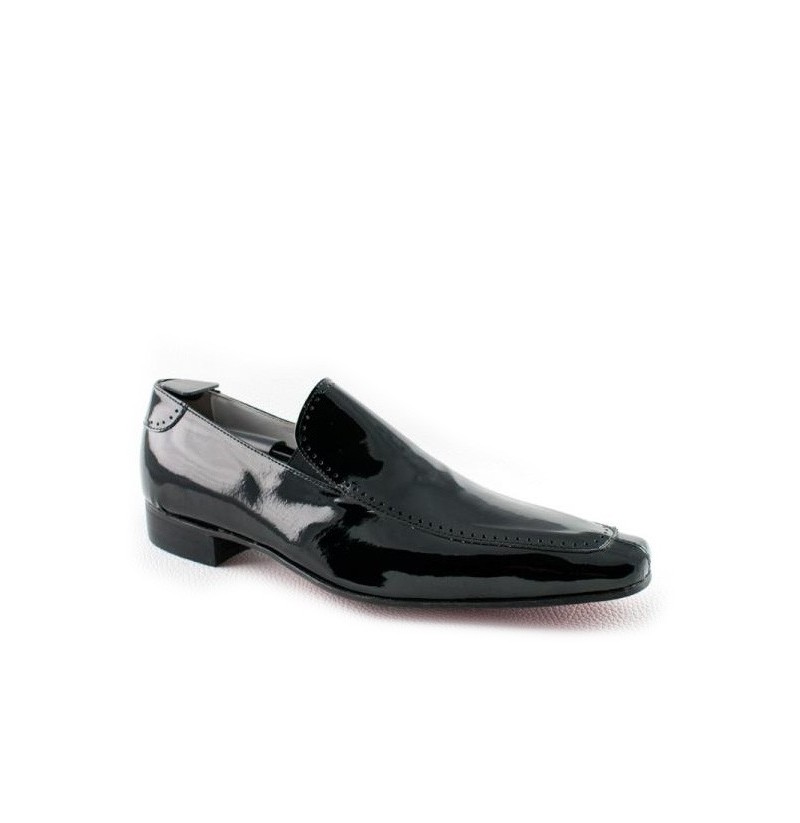 Black patent leather shoes for men without laces - ShoesMadeForMe