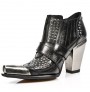 Santiags femme cuir noir et argent flammes