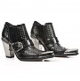 Santiags femme cuir noir et argent flammes