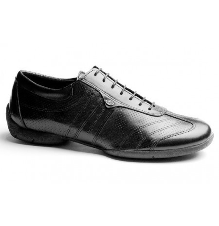 BLACK LEATHER FORMAL TRAINERS Men's leather black dance sneakers
