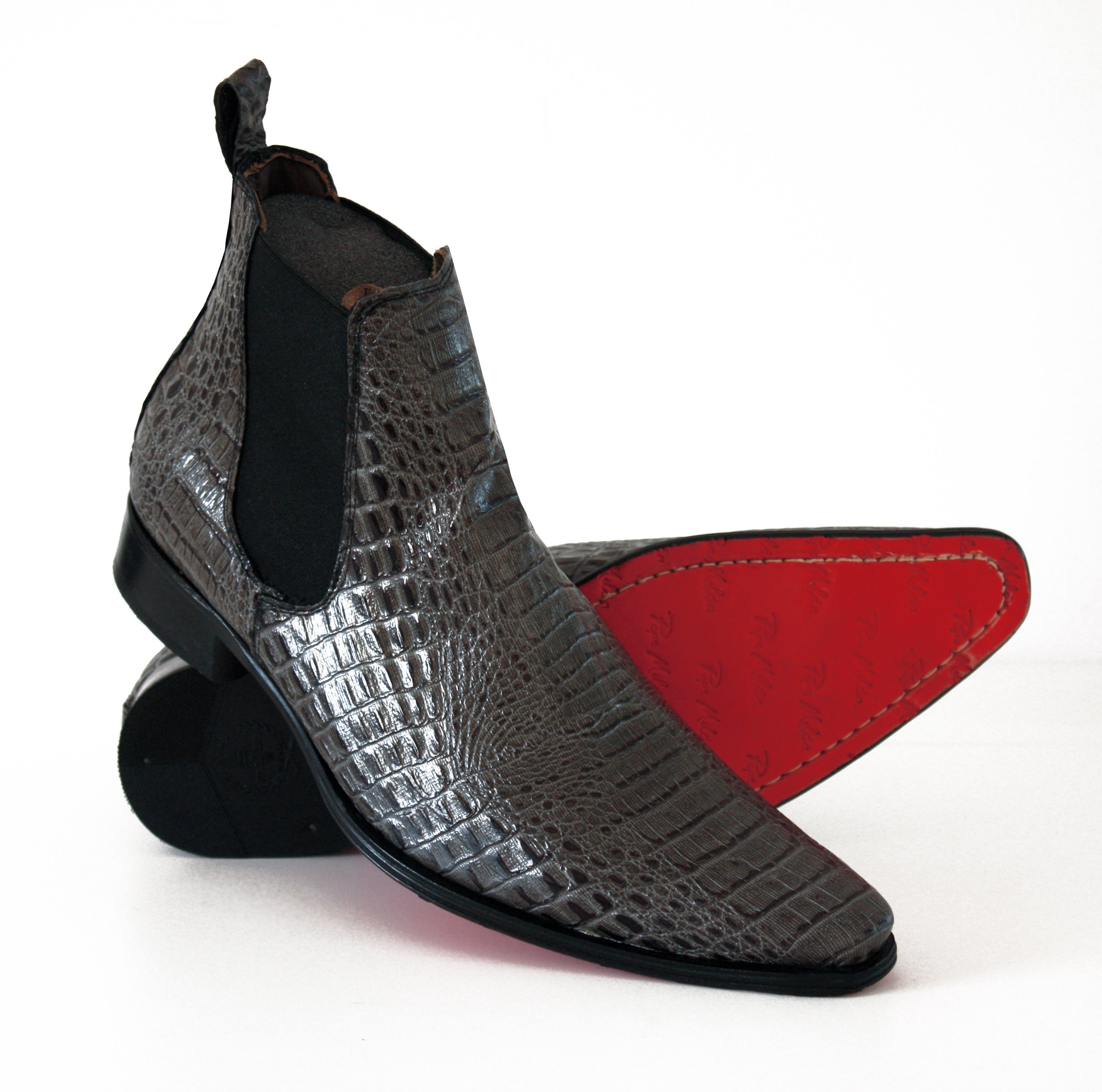 croc skin ankle boots