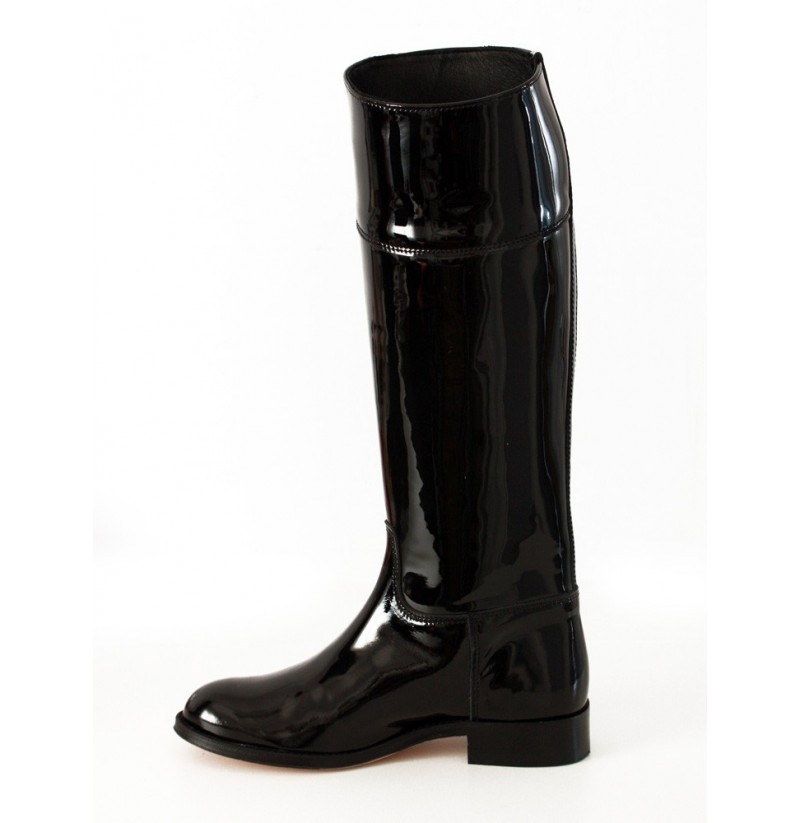 Black patent leather horse riding boots 