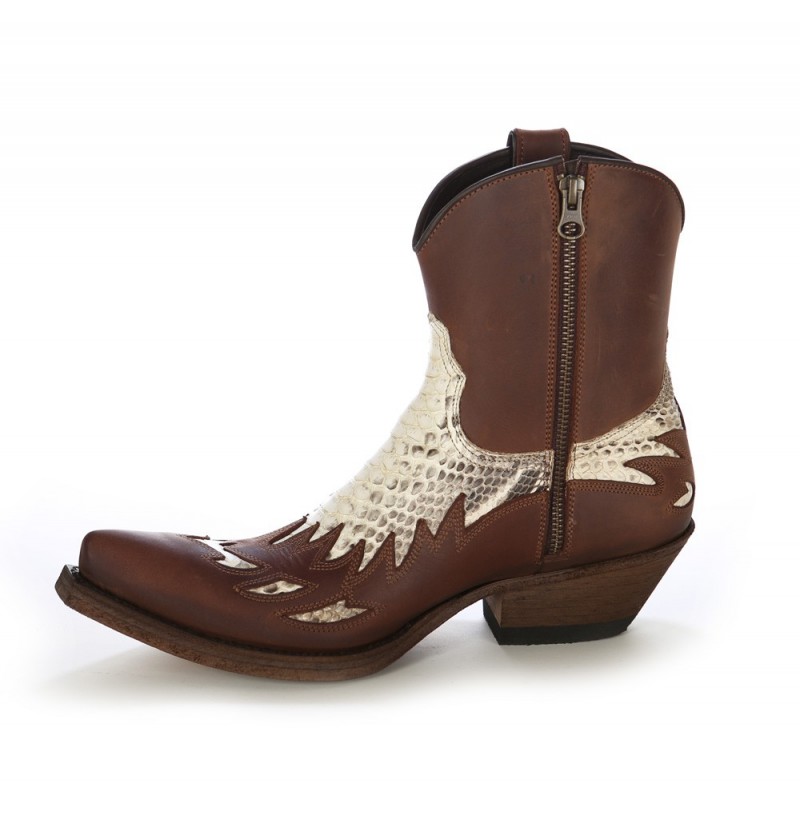 MEXICAN BROWN LEATHER SNAKESKIN LOW CUT BOOTS Luxurious snakeskin ankle ...
