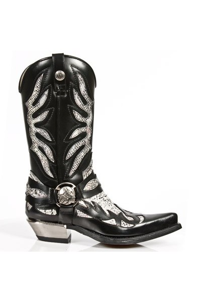 black leather snakeskin boots