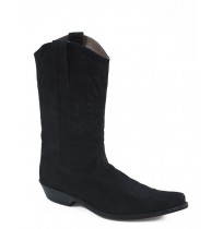 Black suede leather cowboy boots