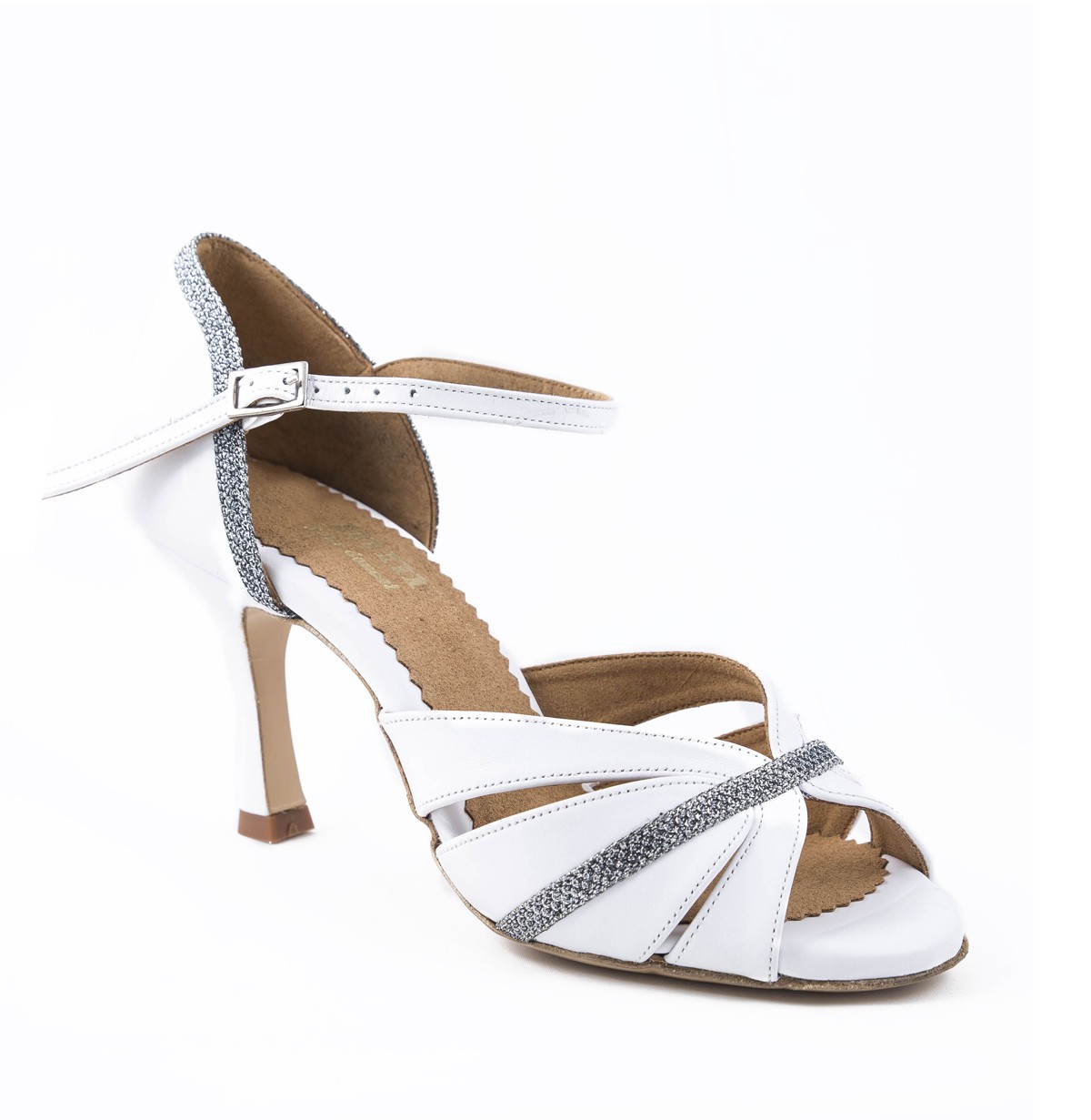 white and silver sandals