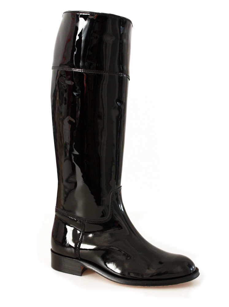 black patent leather cowboy boots
