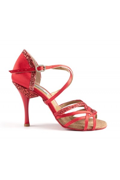 GLITTERY RED LATIN DANCE HEELS Sparkly 