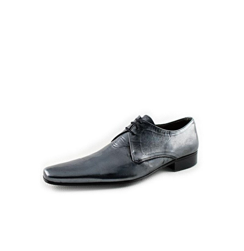 LEATHER GREY DERBY SHOES WITH POINTED TOES Lead coloured formal shoes ...