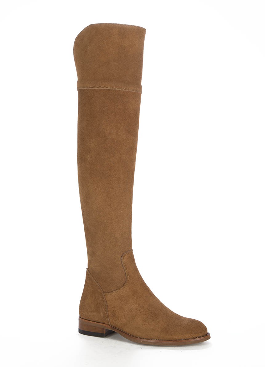 Leather thigh boots Flat heel suede 