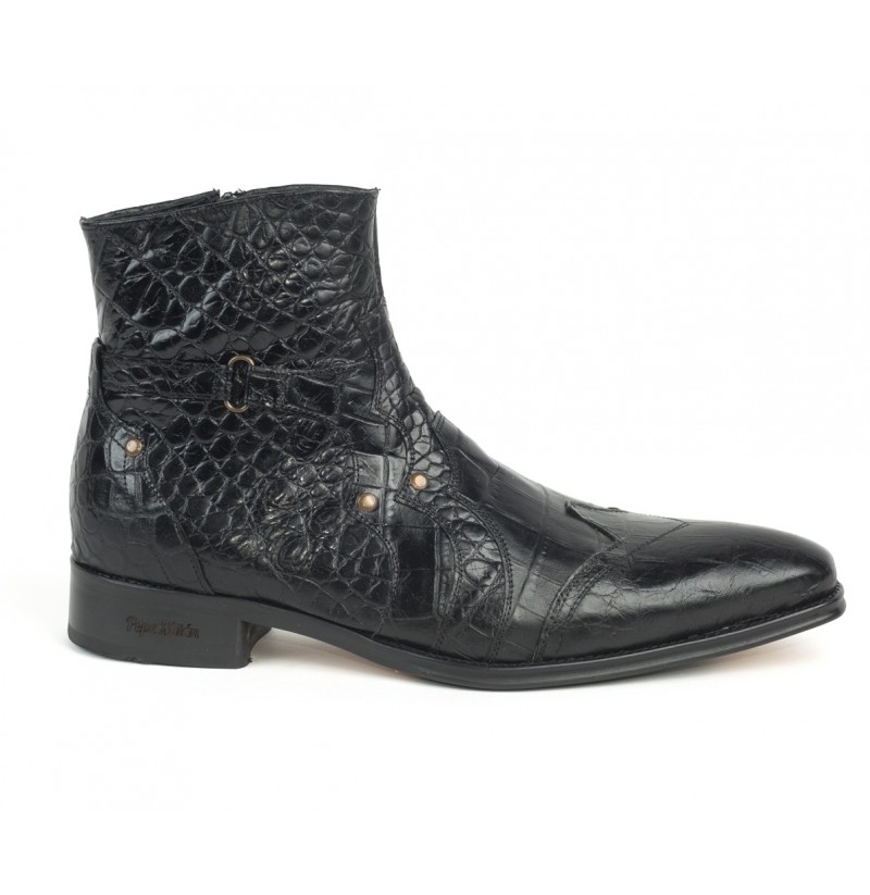 Crocodile leather low cut boots for men Luxurious ankle boots for men