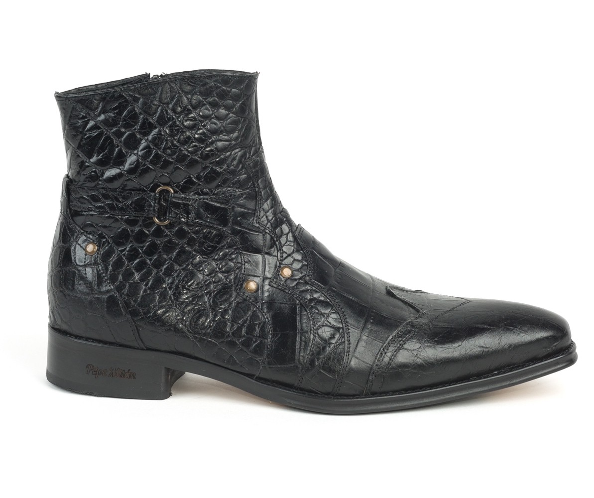 black croc skin boots