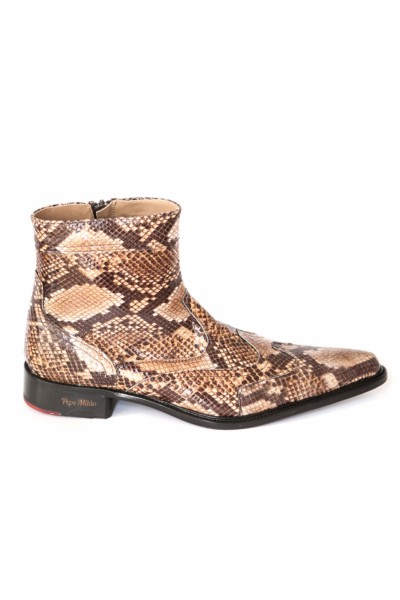 Camel snake leather dress boots for men 