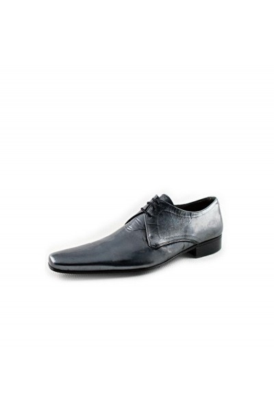 LEATHER GREY DERBY SHOES WITH POINTED 