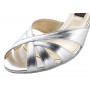 Silver ballroom dance shoes with flared heels